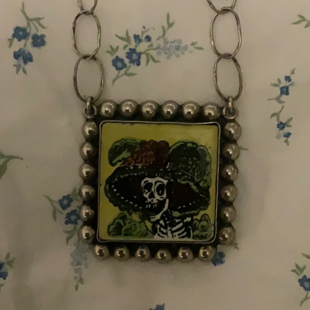Day of The Dead Sterling Silver Necklace
